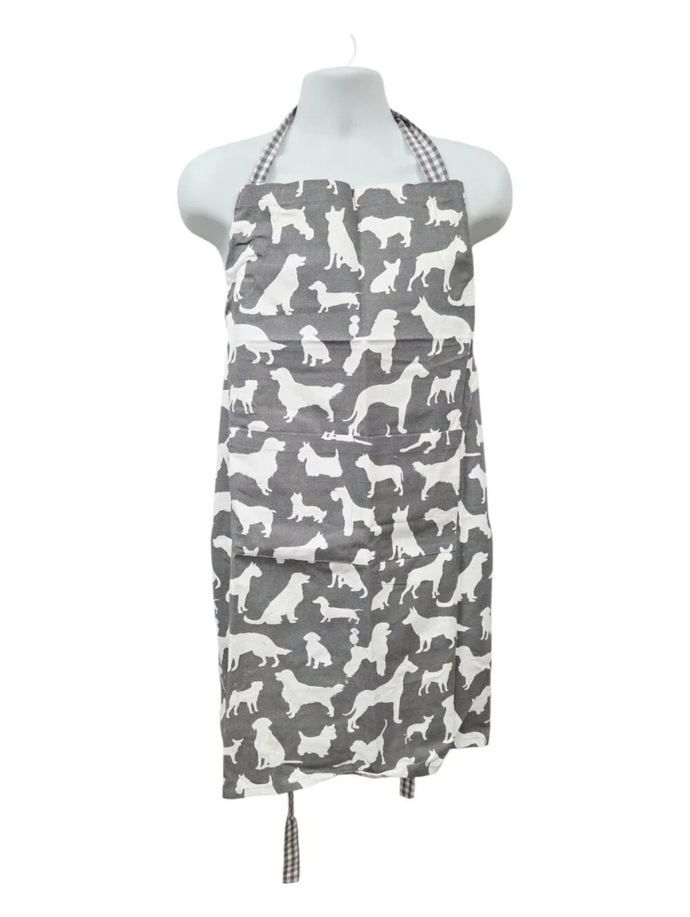 Grey Apron with White Dog Silhouette Print